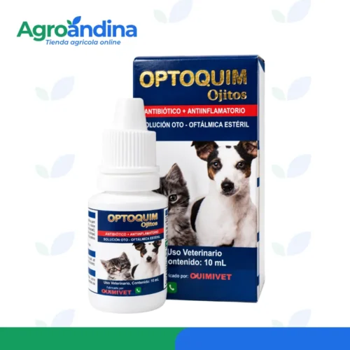Optoquim Ojitos Quimivet 10 mL, frasco gotero veterinario para perros y gatos