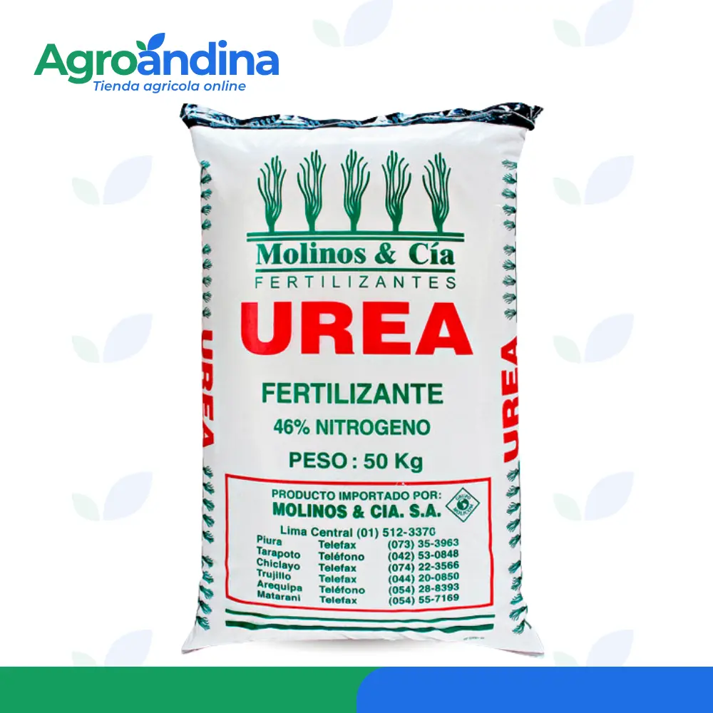 Urea agrícola 46% nitrógeno saco 50 kg Molinos y Cía